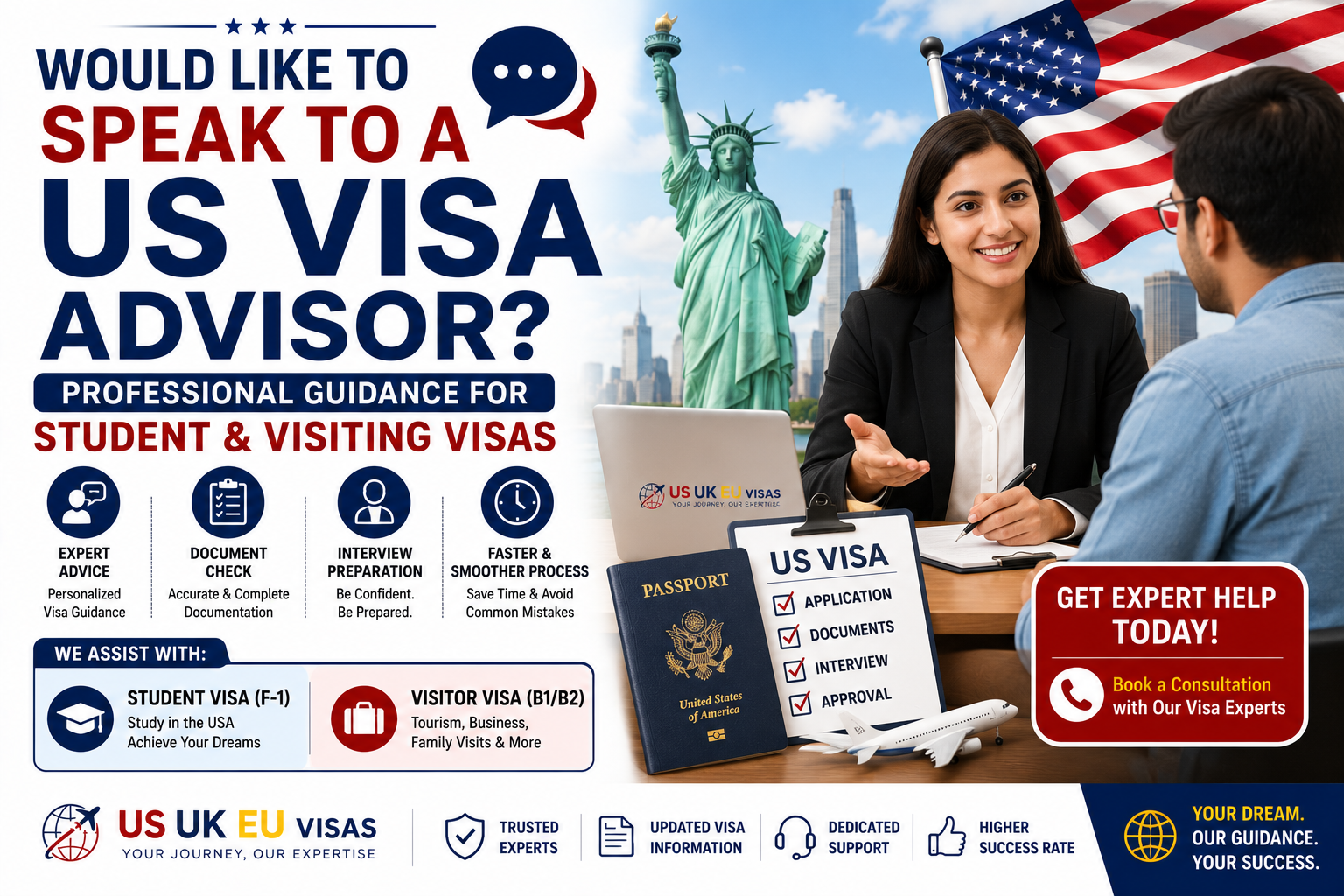 Would like to speak to a US visa advisor, Student & visiting